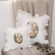 꼬끄시그루 레이디가드너 빈티지 엔틱 린넨 인테리어 소파 쿠션 (2사이즈), 추가안함