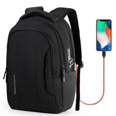 [해외] CROSSGEAR 노트북 배낭 학교 가방 USB 충전 포트 및 도난 방지 잠금 장치부분 15.6 인치 노트북 및 태블릿에 적합, Black