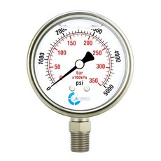 스테인리스 스틸 압력 게이지 듀얼 디스플레이(-30Hg - 0-60psi/kPa) 21-2\" 글리세린 액체 충전수 공기유 가스 게이지(폴리카보네이트 렌즈 포함) 복합 진공 1/, 0-5000 psi, 1개
