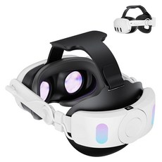 가상현실 VR 엘리트 헤드 스트랩 메타 퀘스트 3 VR 헤드셋용 6000mAh 충전식 배터리 헤드 스트랩 메타 퀘스트 3 VR 액세서리, 1.White, 없음