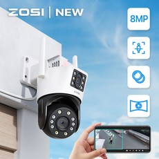 ZOSI 무선 CCTV 실외용 ip WiFi 800만화소 F2.0 듀얼 렌즈 감시 카메라 실내 360도, 1개, 8MP - ds-7608ni-k2-8p