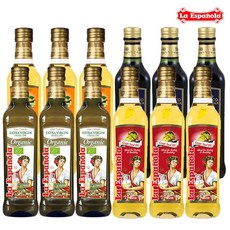 에스파놀라 유기농 엑스트라버진 올리브유 500ml 3병 + 포도씨유 500ml 3병 + 해바라기유 500ml 3병 + 발사믹식초 500ml 3병 (스티로폼 포장), 단품