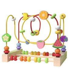고려베이비 동물 과일 원목 롤러코스터 장난감 구슬 놀이 소근육발달 완구 아기 유아 교구, 과일 롤러코스터, 1개