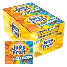 JUICY FRUIT Collisions Tropical Berry Gum 쥬시 프루트 콜리전 트로피칼 베리 껌 15개입 10팩, 1개