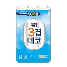 리빙 3겹 데코 엠보싱 30롤 1팩 화장지 휴지, 30개, 30개입