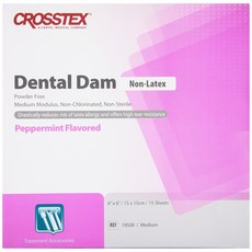 Crosstex 19500 Dental Dam Non-Latex Peppermint Flavor Medium Gauge Purple (Pack of 15), 1개 - 덴탈댐