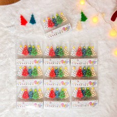 차렌시아 크리스마스 트리 모양 양초 캔들 케이크 장식 꾸미기 소품, 10세트, 15ml, 무향