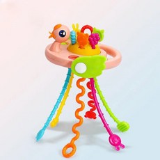 몬테소리 실리콘 풀 스트링 감각 장난감 0-12 개월 아기 1-2 세 아동용 교육 학습, [05] Pink Duck, 1개