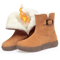 겨울 리얼 소가죽에 도톰한 스노우 부츠 특두툼 호주 양털 방한가죽 털 일체형 겨울 융털 쿠션창 면화67967