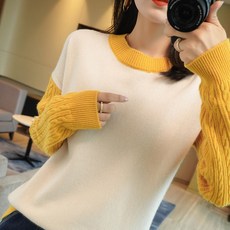 이너니트티 겨울 가을 양털 셔츠 여성 채색 팔토시 긴 소매 스웨터 멜란 슬림핏 캐시미어