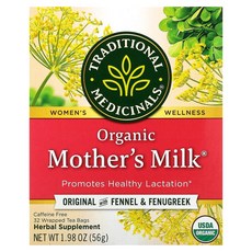 Traditional Medicinals 유기농 Mothers Milk 회향 및 호로파 함유 카페인 무함유 티백, 28g, 32개, 32개