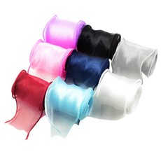 STKDIY 머리 보우 공예에 대 한 8Piece 1m 물결 모양의 가장자리가 반투명 Organza 리본 트림