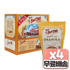 bob's red mill 허니 오트 그래놀라 (4팩) Honey Oat Granola (4Pack), 340g, 4개