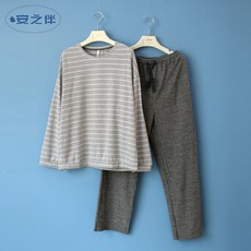 파자마 남성 잠옷 전문판매대 가을겨울셋트 식커플 캐시미어면 라운드넥 긴팔 긴바지 홈웨어 여성슈트