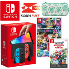 닌텐도 스위치 OLED 모델, 닌텐도 OLED네온+마리오 카트8+부스터코스패스+파우치