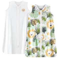 TILLYOU Sleep Sack 6-12개월 - 0.5 TOG 아기 착용 가능한 담요 양방향 지퍼 매우 부드러운 면 민소매 슬립색 2팩 그레이 그로운, 녹지와 흰색의 추구