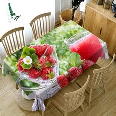 식탁보 레드 체리 옐로우 망고 과일 패턴 테이블 장식 오염 방지, 14.7, 1개