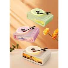 블루투스 CD플레이어 턴테이블 빈티지 레코드 디퓨저 무드, 말차그린