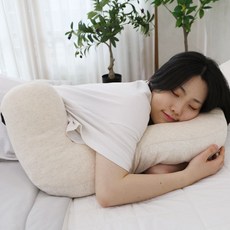 까사노이 순면 허그슬립 u자 경추 베개 베이지 바디필로우 목이편한 일자 거북목 목디스크 코골이