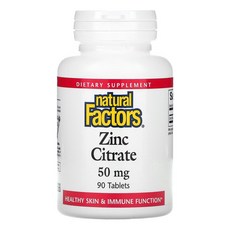 네추럴팩터스 구연산 아연 징크 시트르산 50mg 90정, 1개
