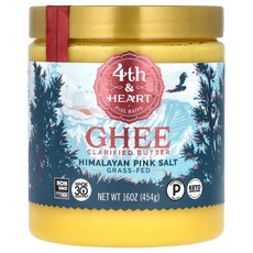 4th Heart 기Ghee 클래리파이드 버터 히말라야 핑크 소금 454g16oz, 453 g, 454g, 1개