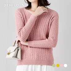 데일로엔 여성용 케이블 브이넥 긴팔 니트