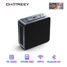 Chatreey 미니 PC 게이밍 데스크탑 컴퓨터 AN2P Ryzen 5 5625U 5600H SSD WIFI6 HDMI DP 윈도우 11 프로, 32G RAM 1TB SSD, AN2P 5600H