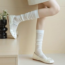 시스루 레이스 잔골지 니삭스 2족 메쉬 반스타킹 여름 롱 무릎양말