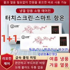 1 / 1+1 미니에어컨 냉풍기냉난방기독일 미니 벽걸이식 에어컨 (냉방/난방)터치스크린스마트 항온 급속 승온/과열 보호/냉각 보호/강력 송풍 3초 송풍, 1800W, 화이트*2