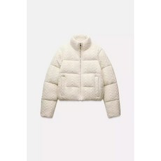 ZARA 자라 여성 화이트 니트 누빔 패딩 겨울 숏패딩 점퍼 6318229
