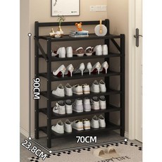 라이프 이지 원타치 접이식 현관 신발장정리대, 70CM, 블랙, 6단(90CM), 1개