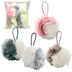 Balgeunliving 彩色沐浴球 4種組, 綠色+灰色+粉紅色+棕色, 1組