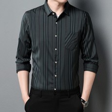Vezri 남성용 봄 가을 스트라이프 긴팔 셔츠 비즈니스 캐주얼 스타일 ZFY111