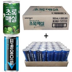 웅진 초록매실 180ml(30캔) + 파워에이드 240ml(30캔), 60개, 180ml