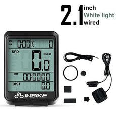 GPS측량기 INBIKE 방수 MTB 자전거 컴퓨터 속도계 무선 유선 주행 거리계 사이클링 시계 LED 스크린 측정 가능한, 2) White Light-Wired