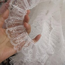 레이스원단 와이드 럭셔리 자수 화이트 플라워 레이스 패브릭 트림 리본 5CM DIY 바느질 아플리케 칼라 프릴 공예 웨딩 기퓌르 장식, Long 1Yard, White, 1개