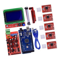 JC Arduino Mega 2560 R3 스타터 키트 용 3D 프린터 컨트롤러 키트 + RAMPS 1.4 + 5pcs A4988 스테퍼 모터 드라이버 + Arduino Reprap 용 LCD 2004