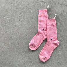티앤드골프 여성 골프 양말 R로고 중목 테니스 스포츠 삭스, 핑크