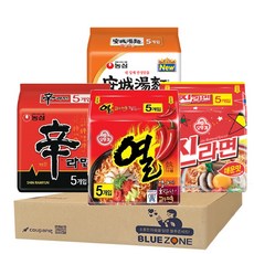 블루존 농심 오뚜기 봉지라면 4종세트(신라면5p + 안성탕면 5p + 진라면매운맛5P + 열라면5P), 1세트