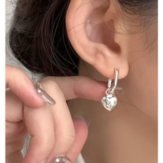 아르떼실버 925 볼드 통통 하트 원터치 귀걸이