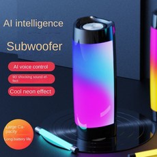 대형블루투스스피커 투명스피커 거실 인공지능 초소형 스피커 halfsun smart ai 무선 다채로운 빛 서브우퍼 대용량 가정용 휴대용 카드 소형, 검은색, 기본판