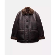 ZARA 여성 페이크레더 리버시블 양면 코트 라펠칼라 양털 자켓 무스탕 6318248