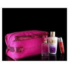 Victorias Secret Sequin Cosmetic Beauty Bag w Georgeous Mist 2.5 Oz Dazzleshine Lip Gloss and Love, One Color_One Size, One Color_One Size, 상세 설명 참조0