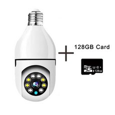 LED 조명 360 무선 파노라마 홈 보안 CCTV E27 어안 전구 램프 IP 카메라 양방향 오디오 HD 1080P 와이파, 한개옵션1, 04 Camera 128G, 04 Camera 128GB