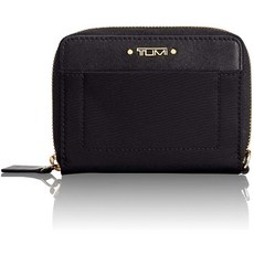 TUMI Store 이코노미 트라이 폴드 지퍼 주위에 지갑 여성 컴팩트 한 카드 홀더 블랙