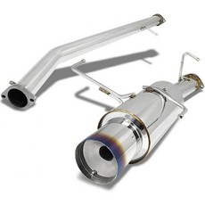 DNA MOTORING Motoring CBE-NS14-S-BT 스테인레스 캣 백 배기 시스템 95-98 닛산 240SX S14와 호환, Round Burnt DNA MOTORING, 1개