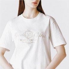 지오다노_평촌뉴코아점_ [여성] 가슴 전면부에 긍정적인 주제의 자수 프린트가 있는 유티크한 반팔티