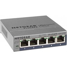 NETGEAR GS105E-200PES 8x 10/100/1000 ProSafe 플러스 스위치 팬리스 그레이 5 포트, 단일상품