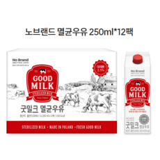 노브랜드 멸균우유 굿 밀크, 12개, 250ml