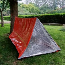 야외 구조 응급 담요 휴대용 초경량 비닐쉘터 바람막이 등산 텐트, 150x240cm 밀리터리, 1개